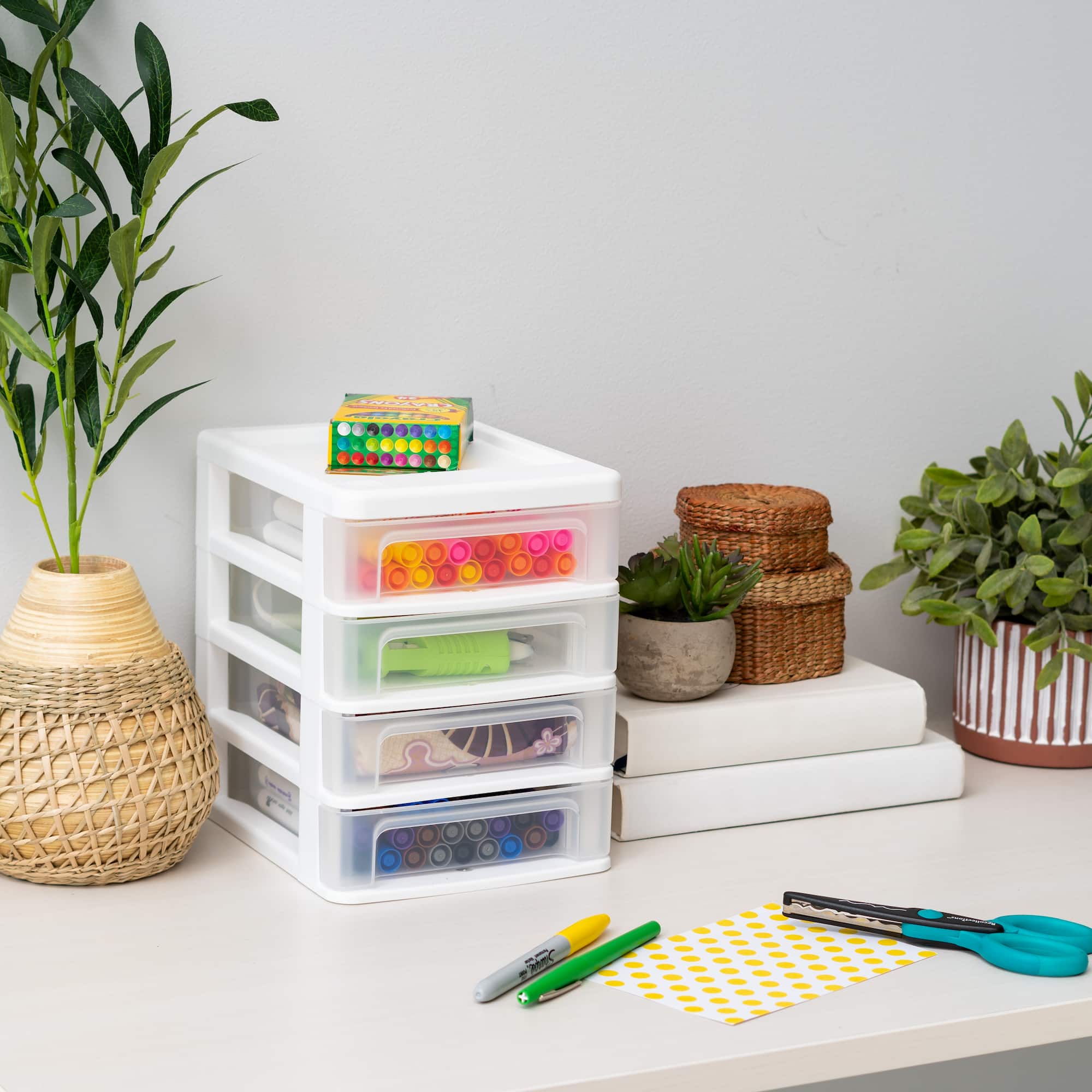 IRIS White Compact Desktop 4-Drawer System